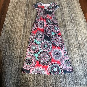 Stretchy knit multicolor maxi dress